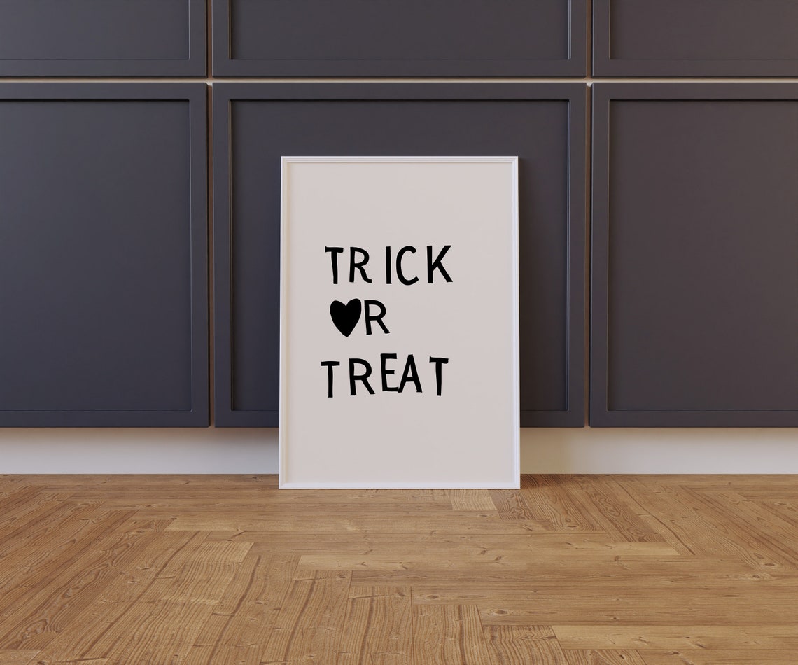 Trick or Treat Heart Lettering Cute Halloween Quote Decor Poster - Image 2