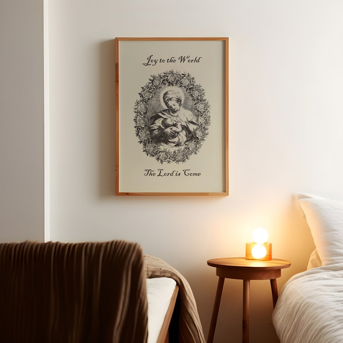 Joy To The World Madonna And Child Floral Christmas Carol Poster - Image 2