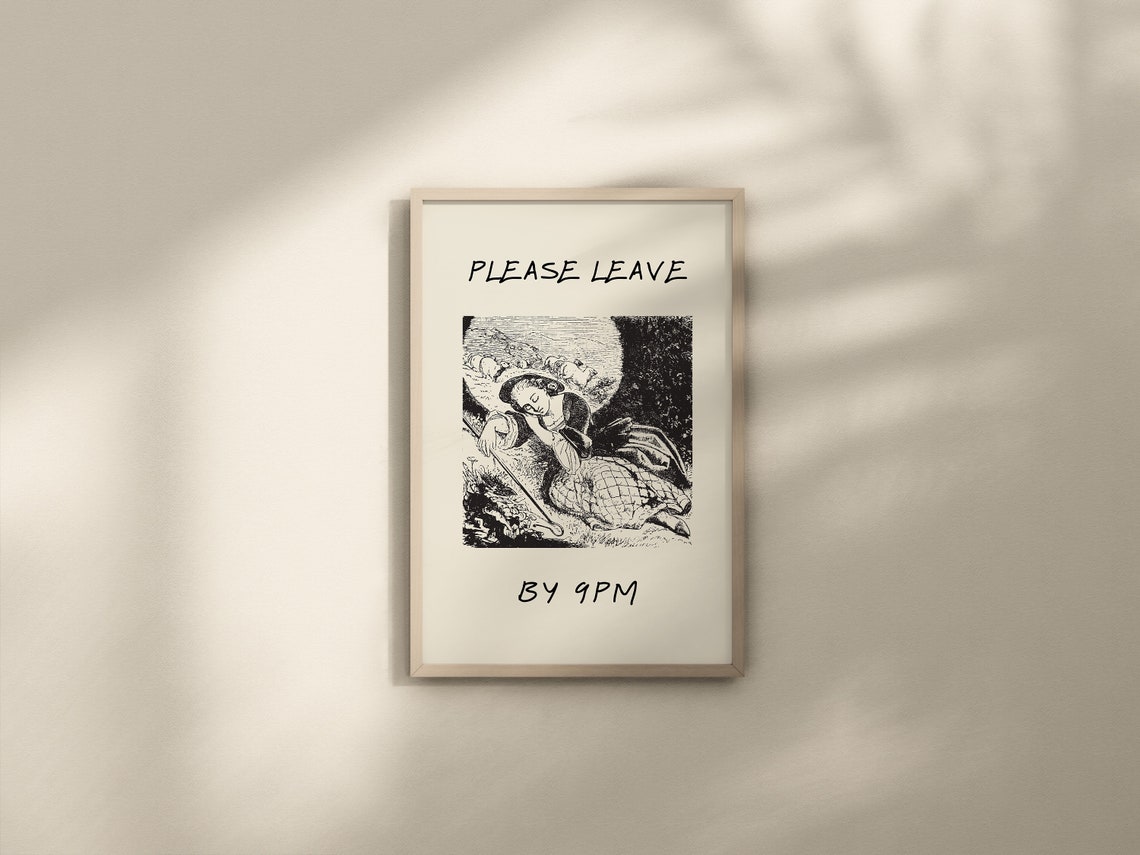 Please Leave By 9PM Funny Vintage Sleeping Woman Entryway Poster - Image 2