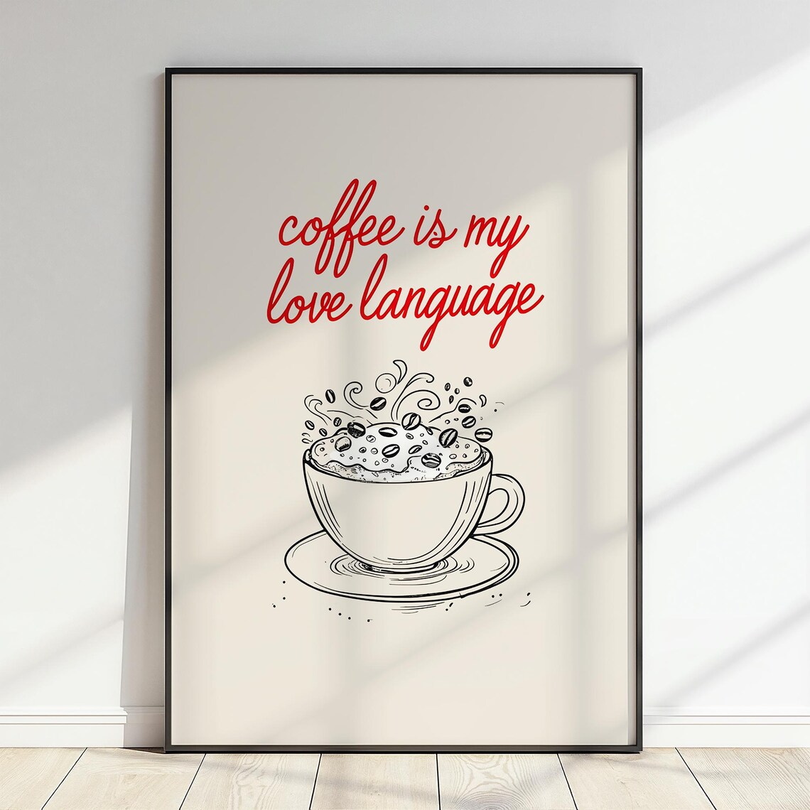 Coffee Is My Love Language Print Funny Quote Wall Art Lover Gift Kitchen Bar Decor