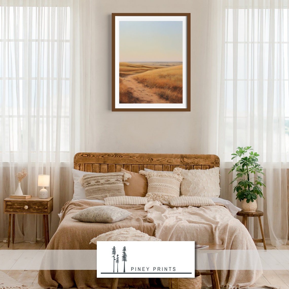 Golden Prairie Trail Winding Dirt Path Western Landscape Art Poster - Image 2