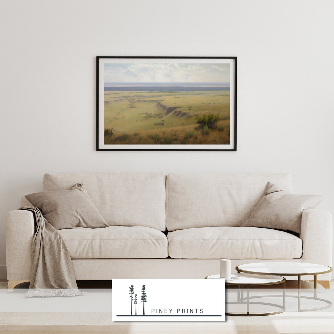 Prairie Valley Wide Open Grassland Distant Bluffs Landscape Poster - Image 3