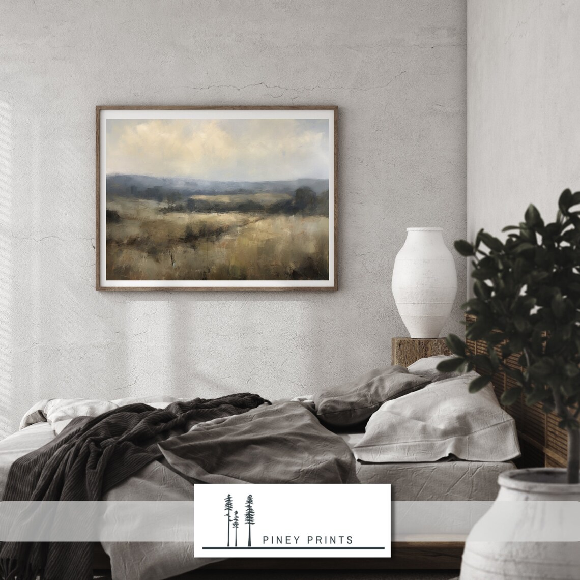 Impressionist Abstract Mountain Landscape Painting Wall Art Instant Neutral Mountain Art Western Decor Rustic Landscape - Image 2