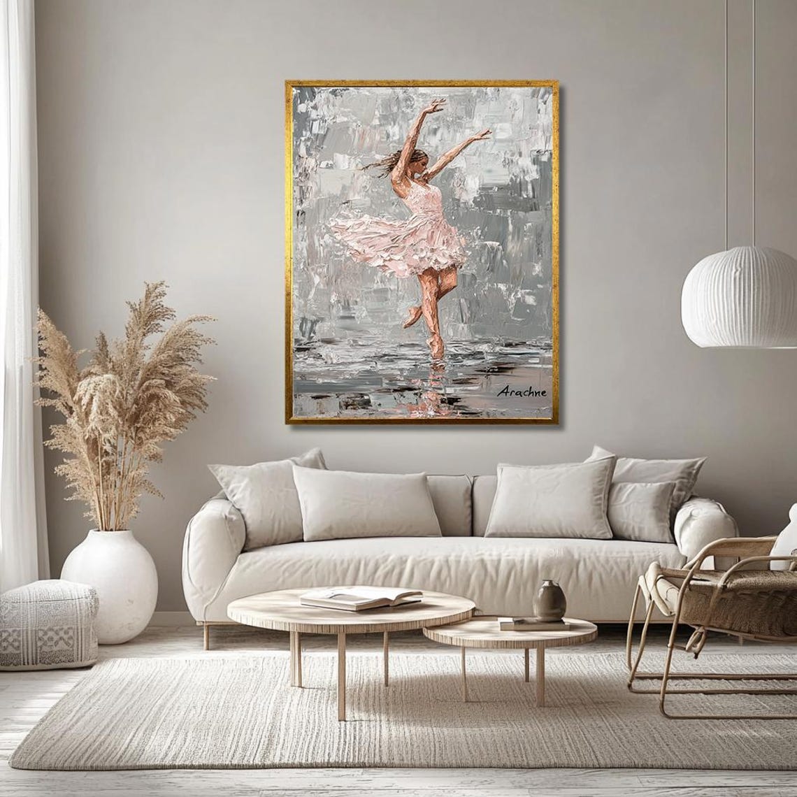 Elegant Ballerina Art Impressionist Style Dancer In Pink Dress Graceful Wall Decor For Contemporary And Artistic Spaces - Image 3