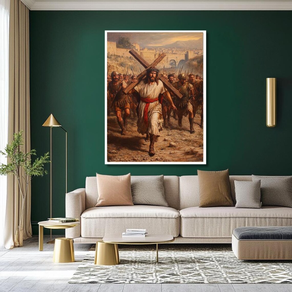 Jesus Carrying the Cross Through Jerusalem Surrounded by Soldiers Poster - Image 2