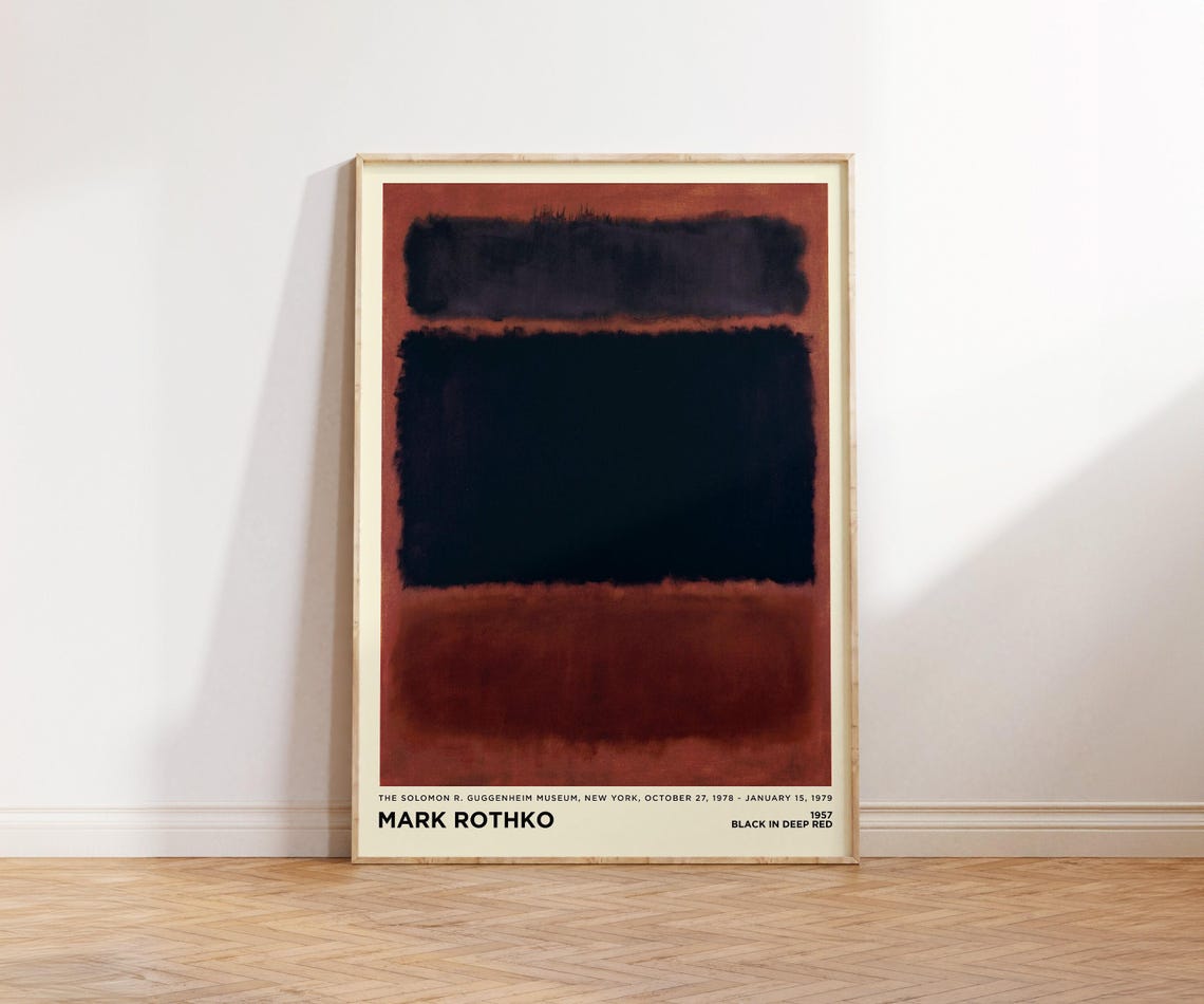 Mark Rothko Black in Deep Red 1957 Abstract Exhibition Poster
