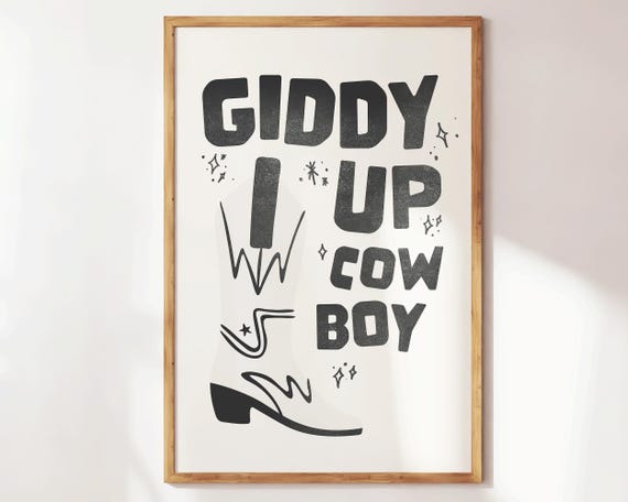 Giddy Up Cowboy Print Funny Wall Art Gifts Large Living Room Prints Preppy Apartment Decor Western