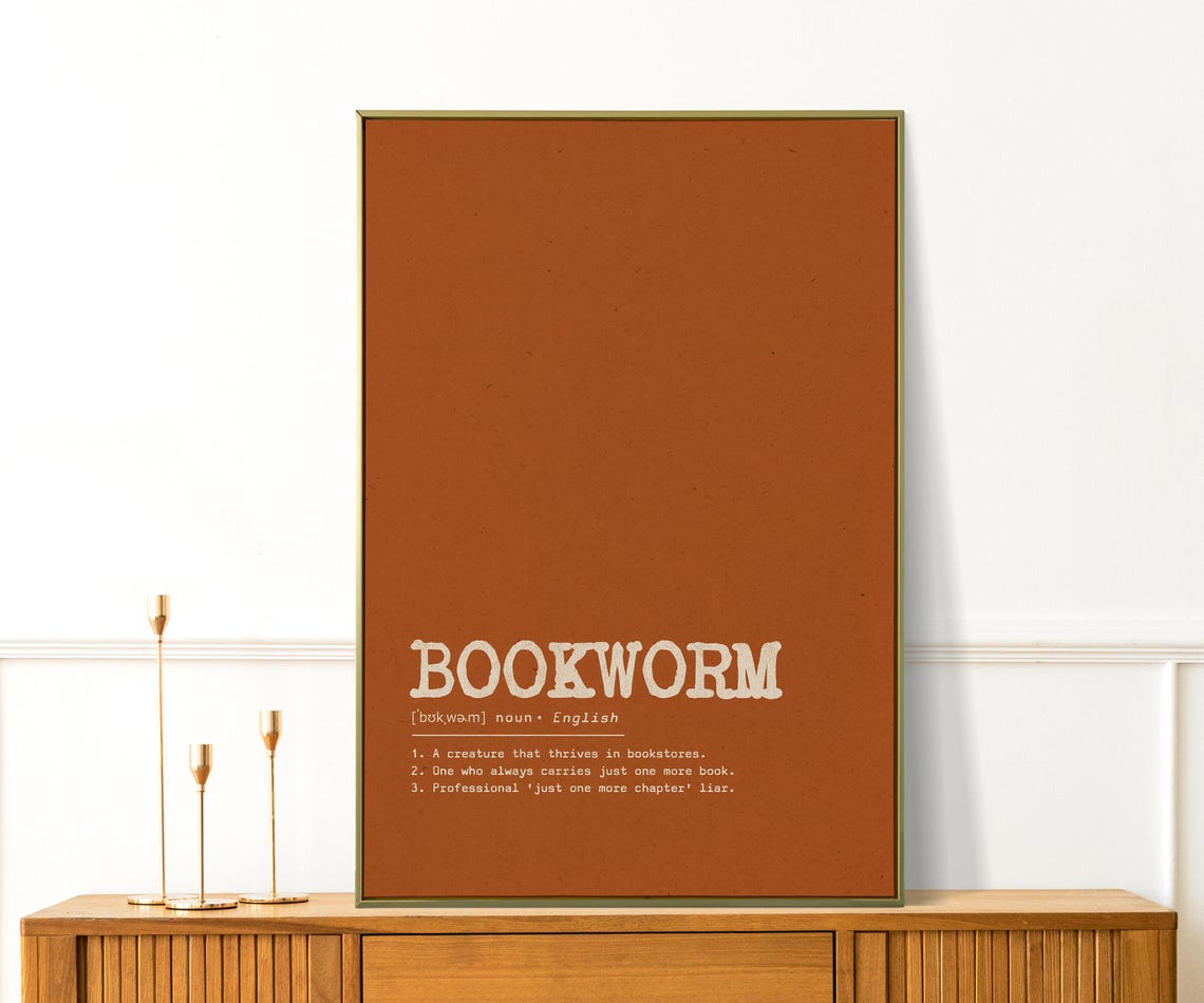 Bookworm Dictionary Definition Funny Book Lover Quote Poster