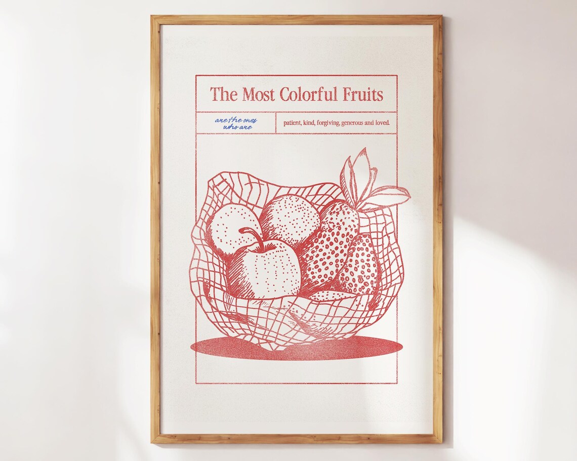 The Most Colorful Fruits Self Affirmation Red Kitchen Wall Poster