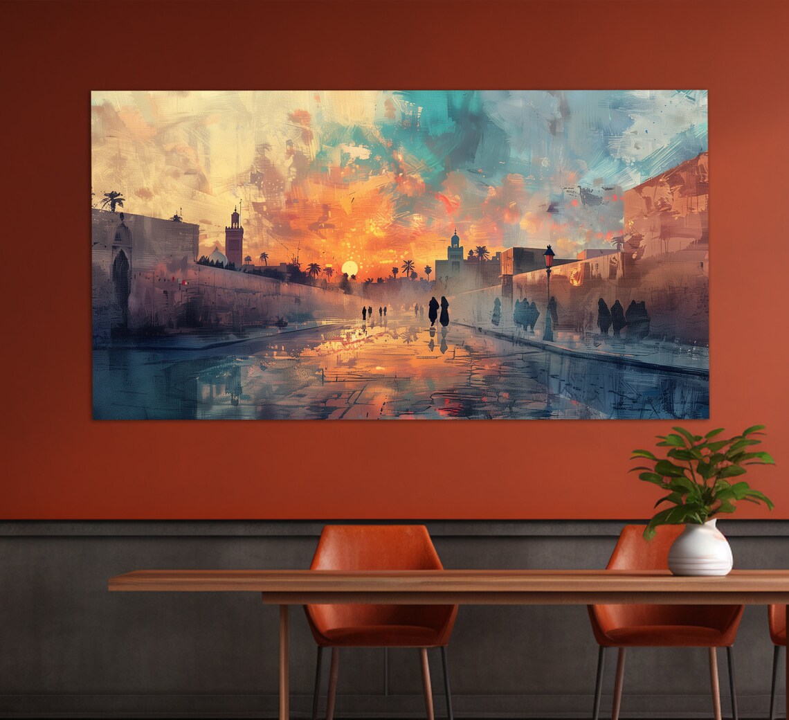 Marrakech Mystical Morning, Vintage Oil Painting Art Print