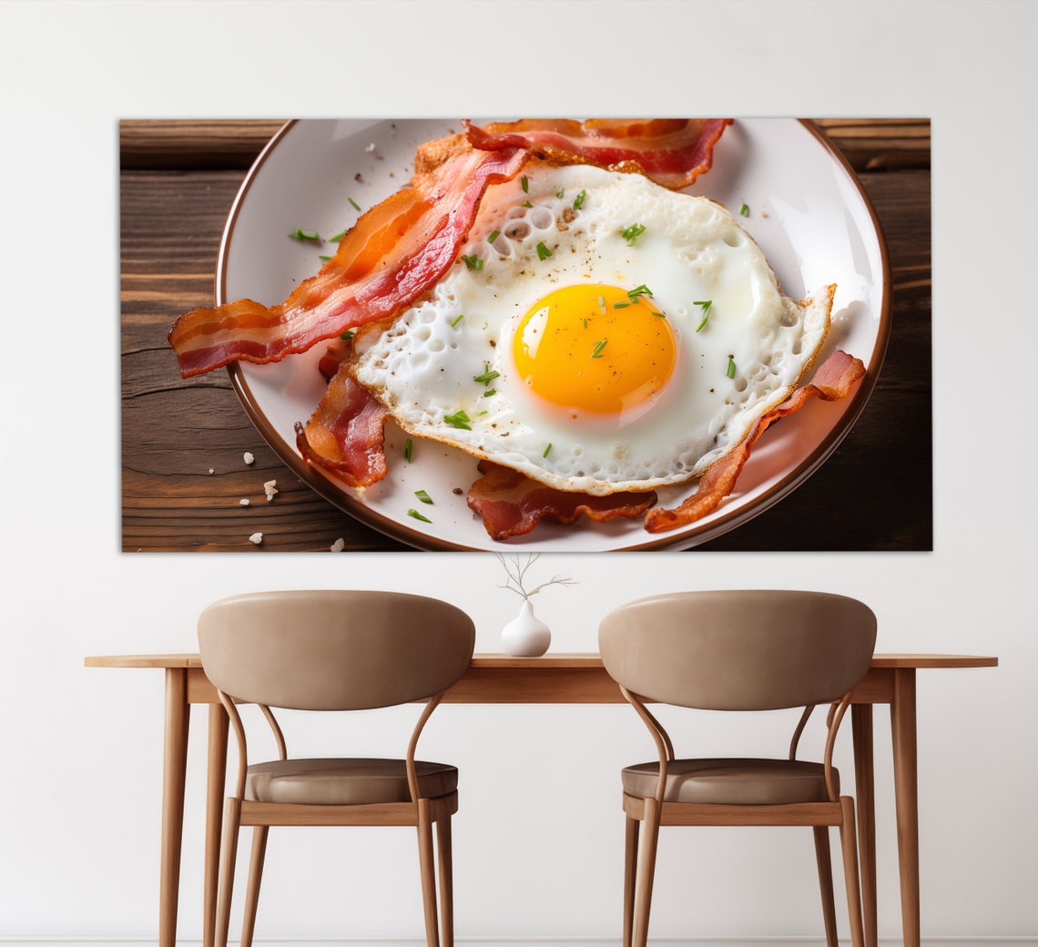 Sunny Side Up Fried Egg And Crispy Bacon Breakfast Food Art Poster