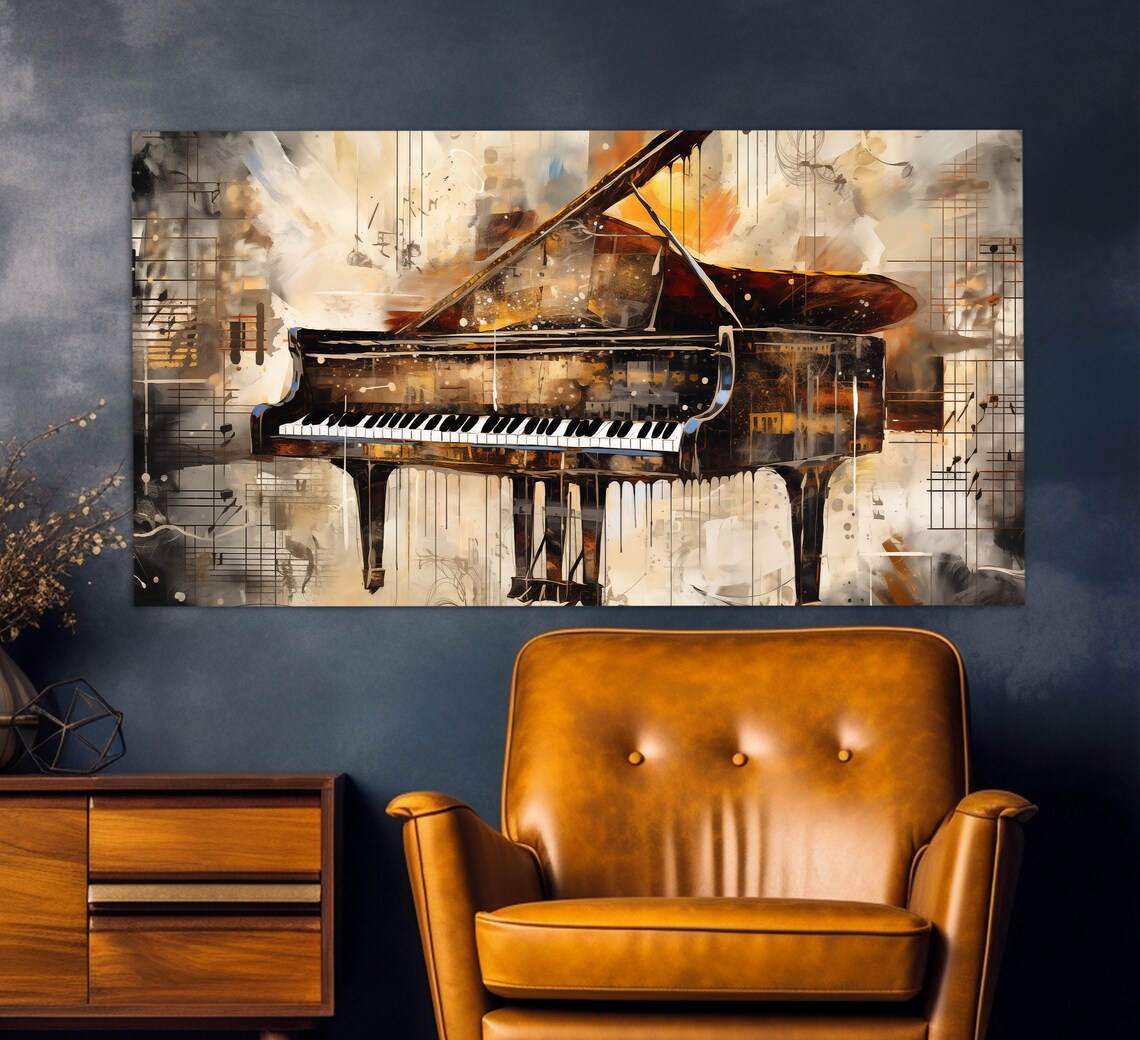 Abstract Grand Piano, Retro Painting Art Print - Image 3