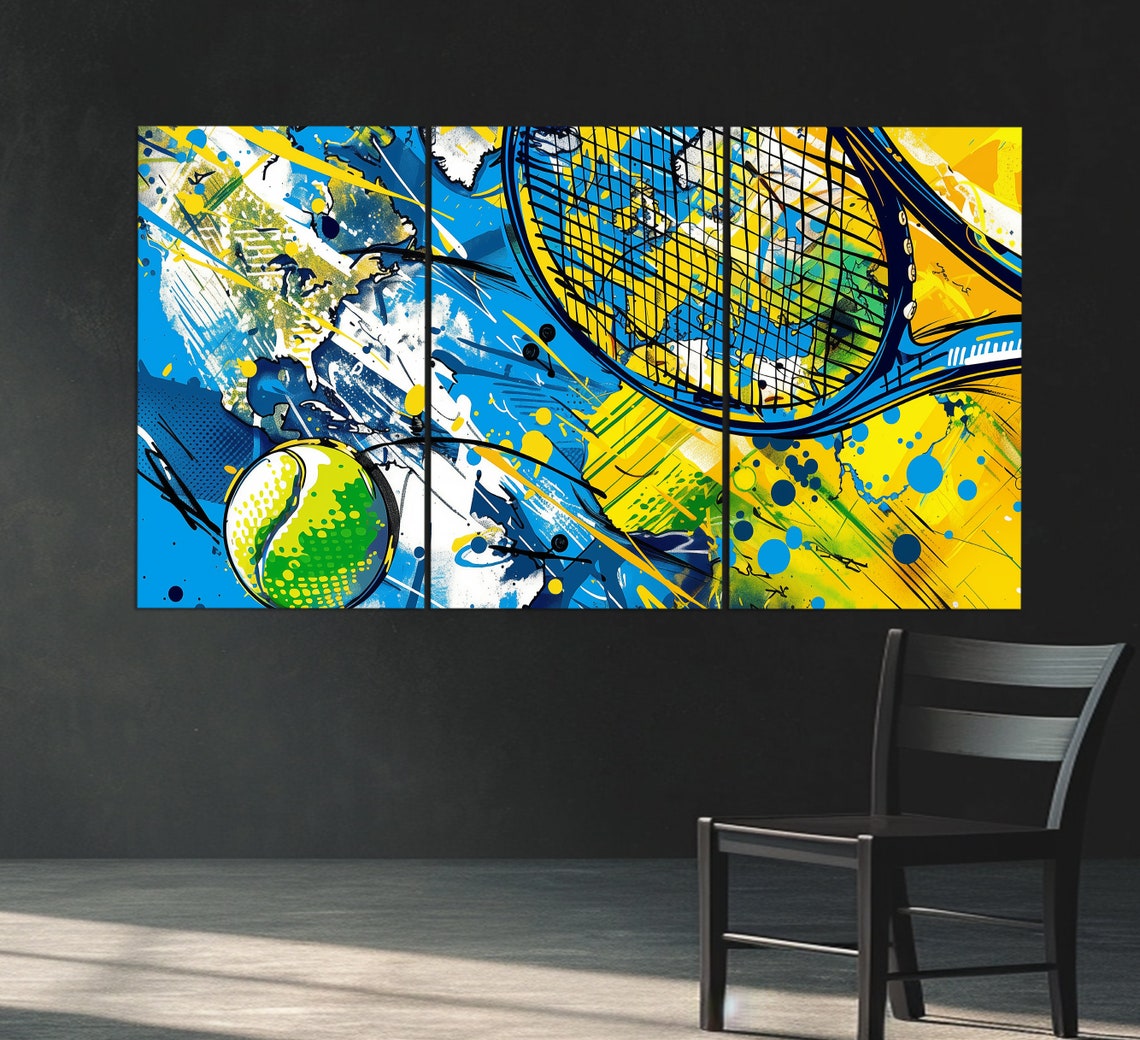 Abstract Tennis Print In An Pop Art Painting Style Tennis Wall Art Tennis Painting Pop Art Tennis Poster Tennis Gifts - Image 3