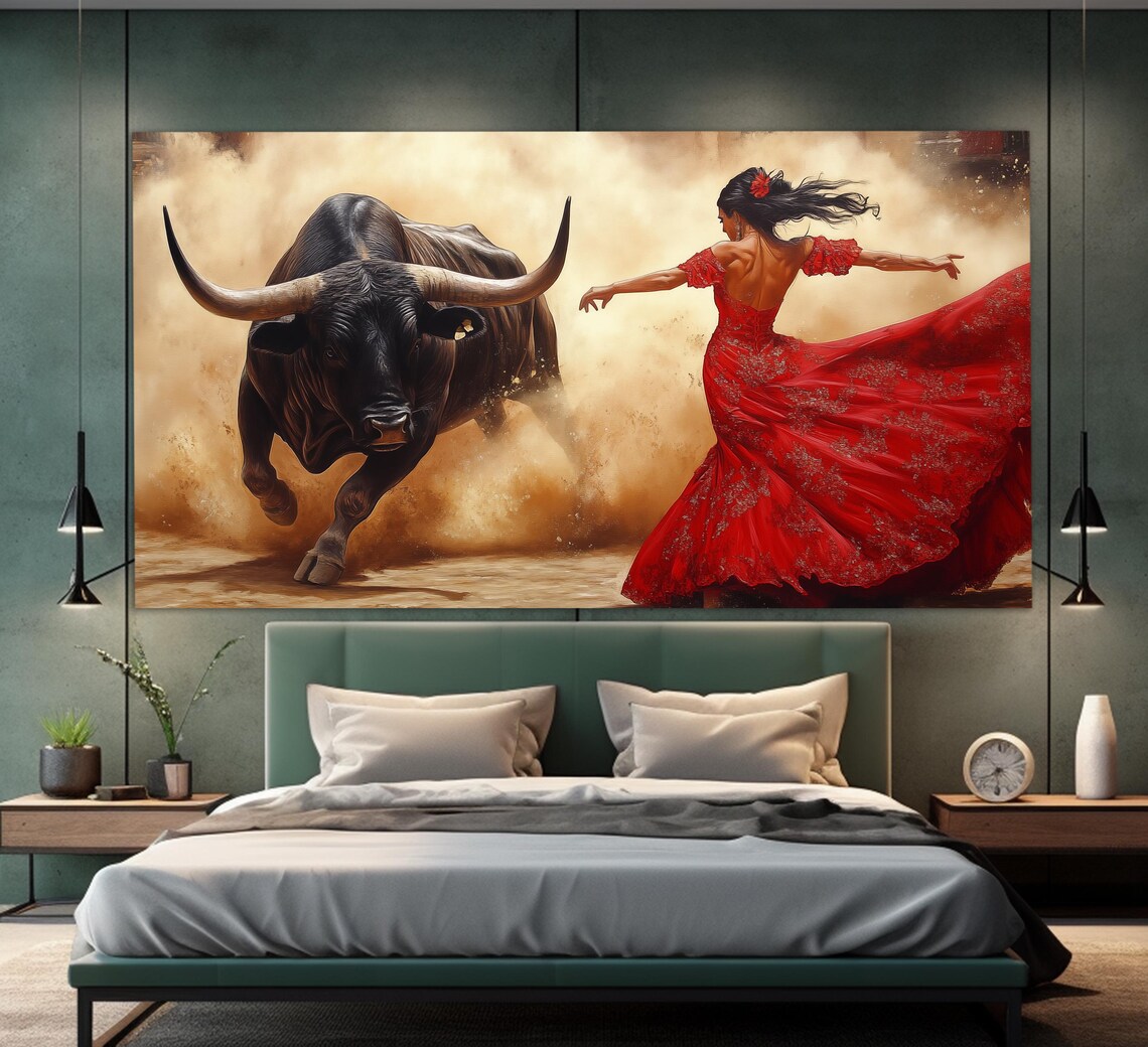 Flamenco and Bull Abstract Art Print, Spanish Corrida - Image 6