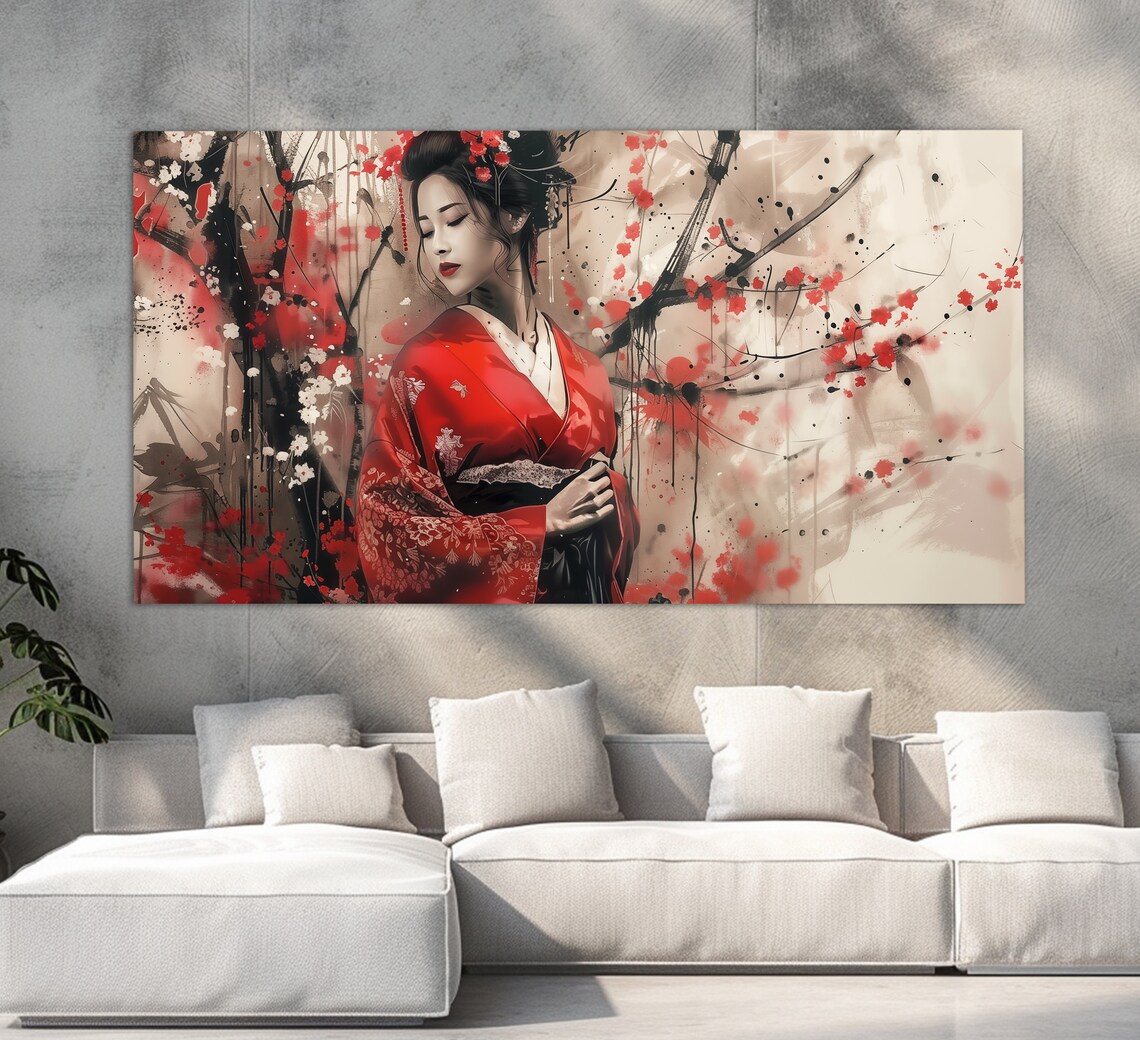 Asian Woman Oil Painting Style Art Print