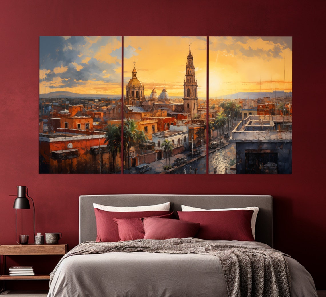 Puebla Mexico Cathedral Domes Sunset Old Town Cityscape Travel Poster - Image 5