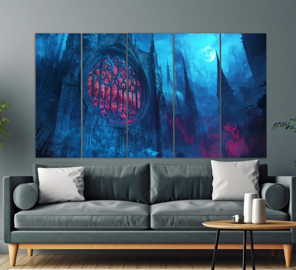 Gothic Cathedral Print Gothic Wall Art Gothic Castle Painting Gothic Wall Decor Gothic Cathedral Wall Art - Image 2