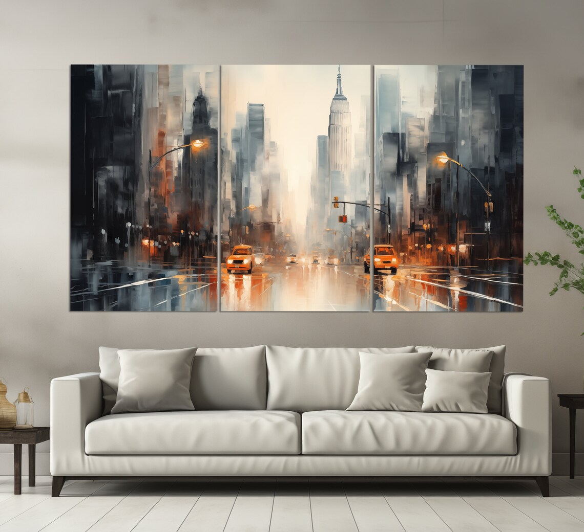 New York City Abstract, Vintage Oil Painting Art Print - Image 2