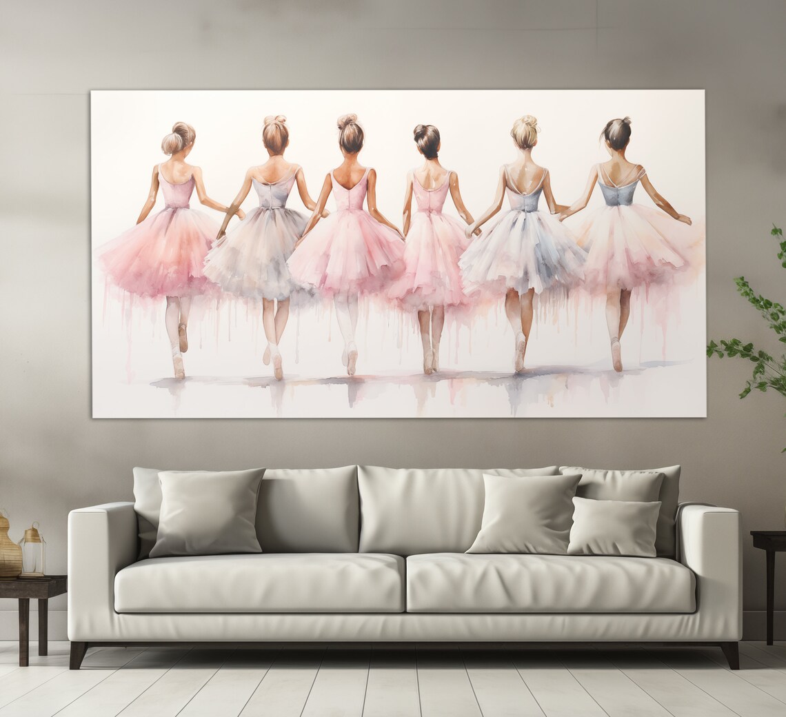 Neutral Colors Ballerinas, Oil-Painting Style Art Print