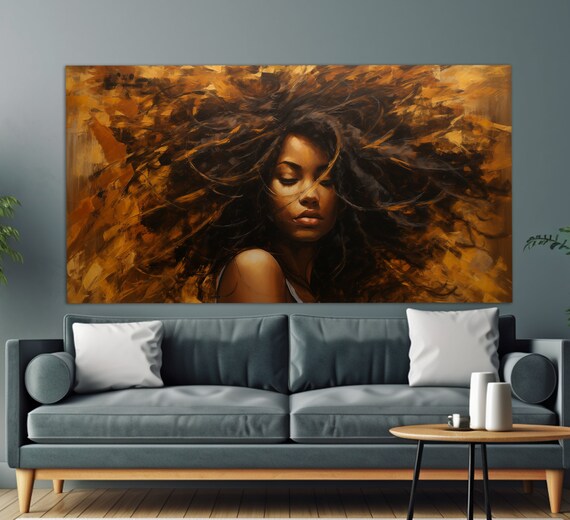Fashion Wall Art African Woman Print In An Abstract Oil Painting Style Ethnic Woman Painting Beauty Studio Decor