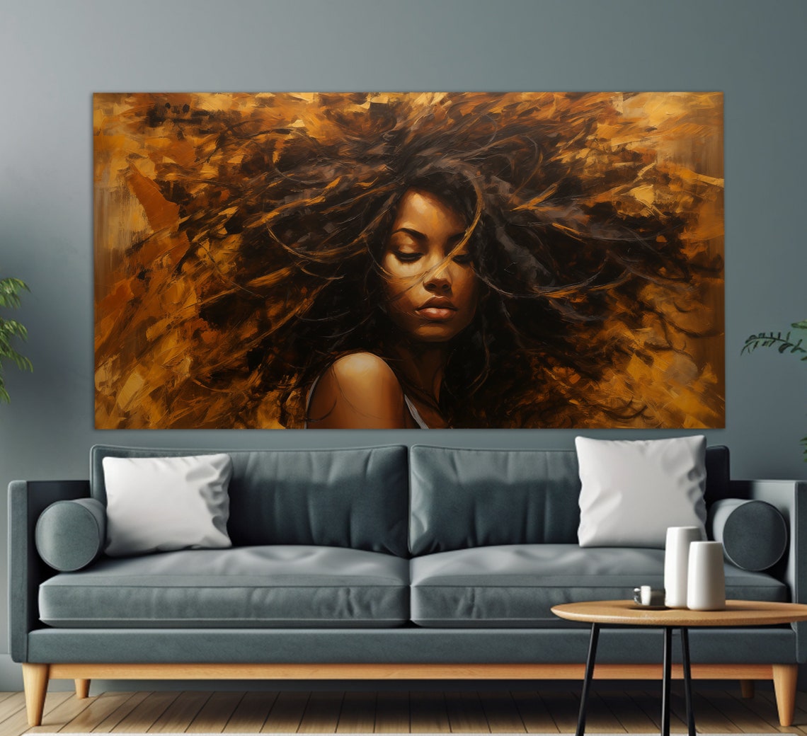 Fashion Wall Art African Woman Print In An Abstract Oil Painting Style Ethnic Woman Painting Beauty Studio Decor