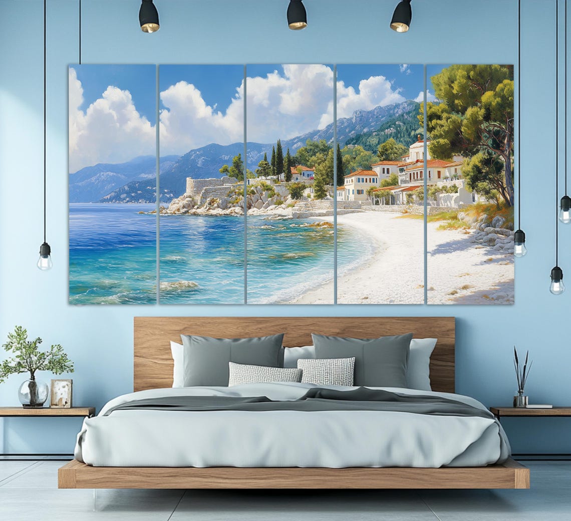 Thassos Greece White Beach Old Town Blue Aegean Coast Travel Poster - Image 5