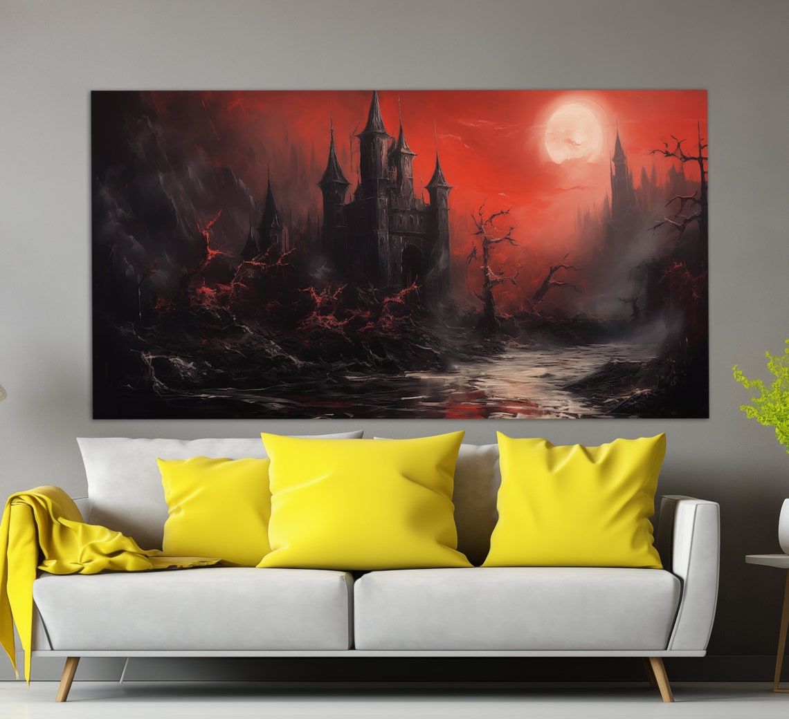 Draculas Castle Print Gothic Wall Art Gothic Castle Painting Gothic Wall Decor Gothic Print Dracula Wall Art - Image 3