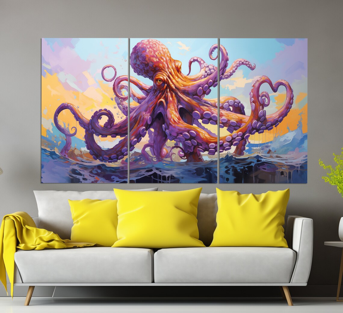 Abstract Octopus Oil-Painting Style Art Print - Image 4