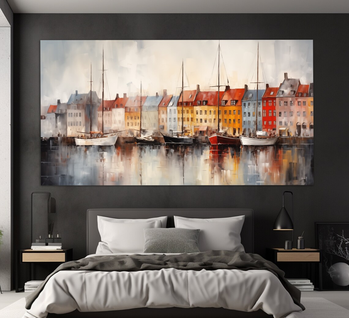 Nyhavn Copenhagen Colorful Waterfront Houses Harbor Boats Art Poster