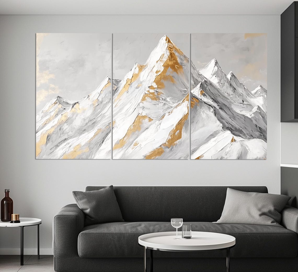 Abstract Snow Mountains Print Neutral Tones Winter Nature Wall Art Winter Wall Decor Mountains Wall Art - Image 6