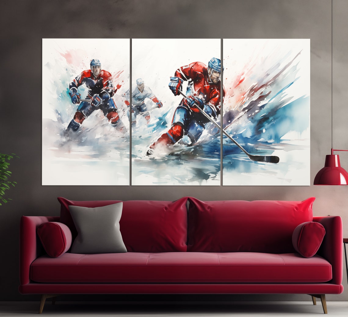 Abstract Ice Hockey Print In An Oil Painting Style Ice Hockey Wall Art Ice Hockey Painting Ice Hockey Poster Ice Hockey Fan Gift - Image 3