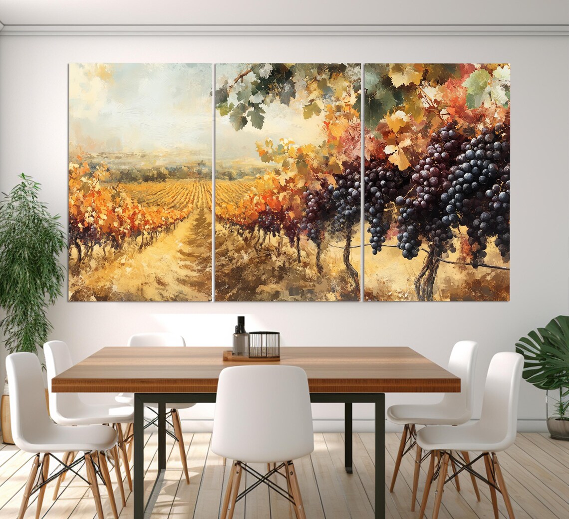 Cyprus Vineyards Autumn Golden Rows Ripe Dark Grapes Wine Country Wall Art - Image 6
