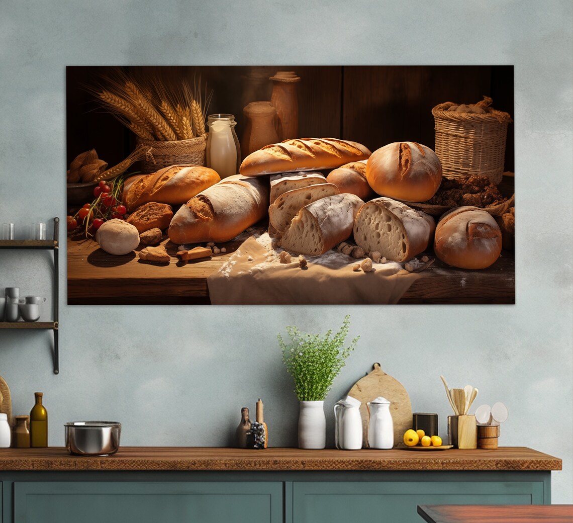 Bread Baking Art Print, Kitchen Wall Decor Gift
