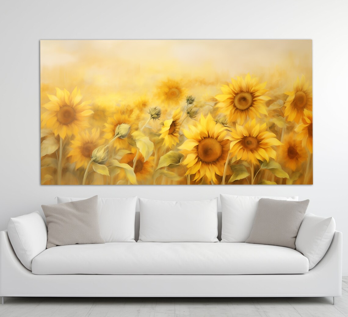 Golden Sunflower Field in Bloom Sunny Summer Floral Art Poster - Image 6