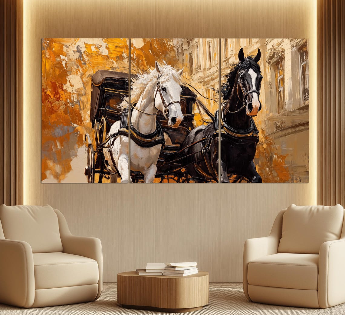 Viennese Walking Horse Carriage Print In A Vintage Oil Painting Style Abstract Vienna Wall Art Retro Vienna Horses Painting - Image 6