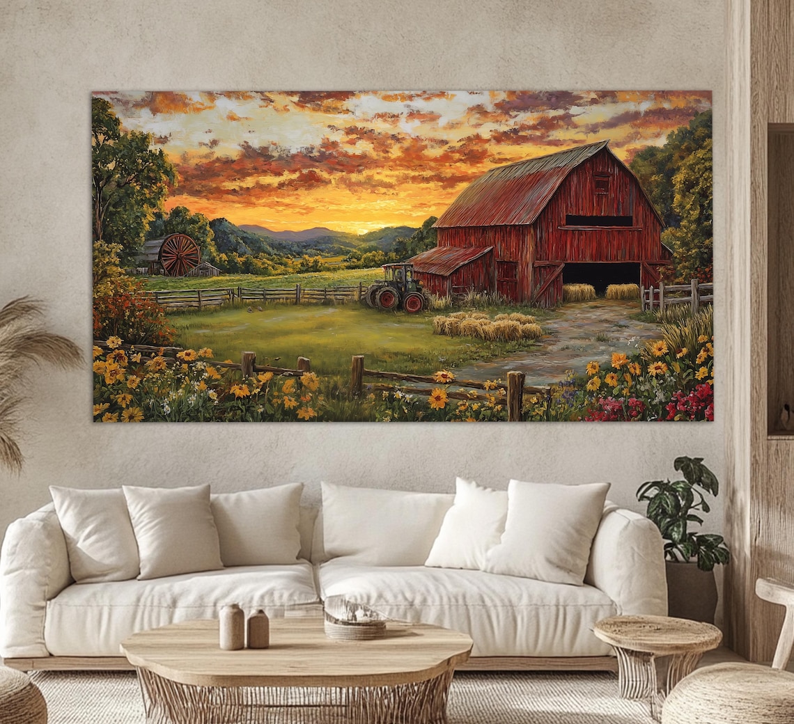 Retro Rural Barn Art Print, Rustic Farmhouse Decor - Image 4