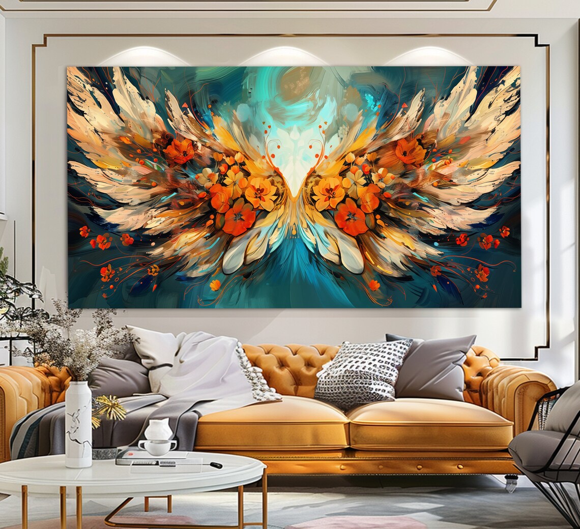 Abstract Angel Wings, Oil Painting Style Art Print