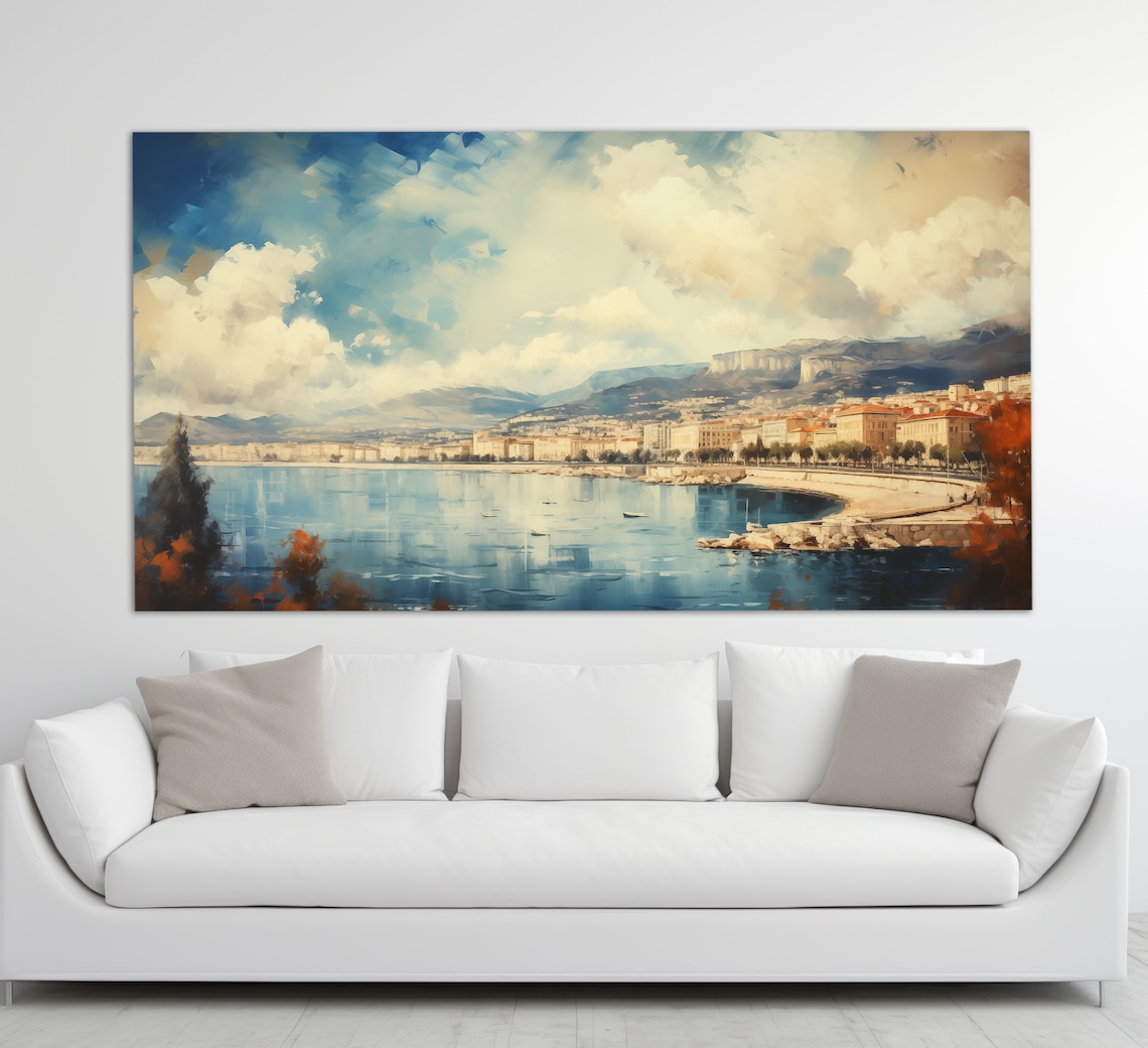 Nice, France Vintage Abstract Oil-Painting Art Print