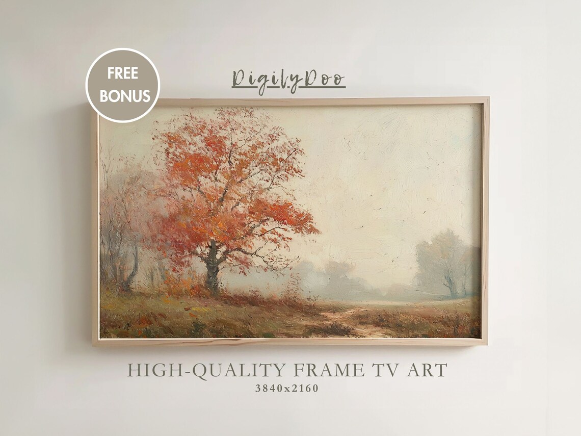Fall Frame Tv Art Autumn Tree Painting Rustic Fall Trees Decor Moody Landscape Wallpaper Vintage Thanksgiving Screensaver