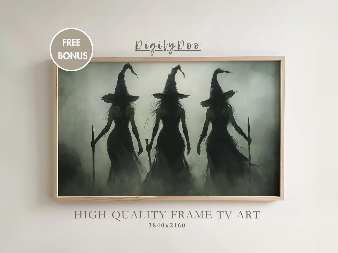 Halloween Witchy Sisters Vintage Fall Decor Poster