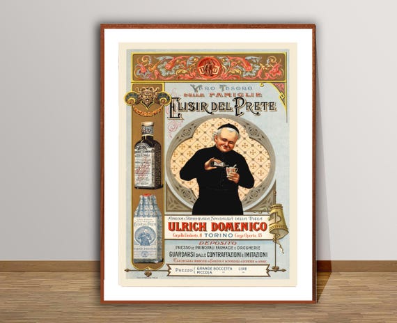 Elisir Del Prete Liquor Vintage Fooddrink Poster Retro Liquor Poster Gift Idea Wall Decor