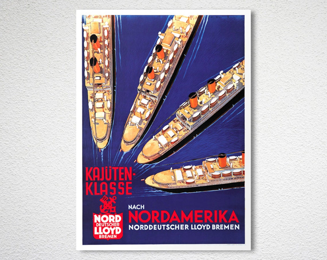 Norddeutscher Lloyd Cabin Class North America Ocean Liners Poster - Image 2