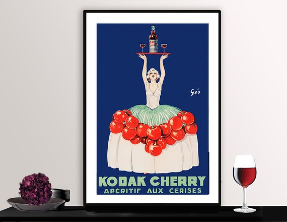 Cherry Aperitif Vintage Fooddrink Poster Poster Paper Or Print Gift Idea