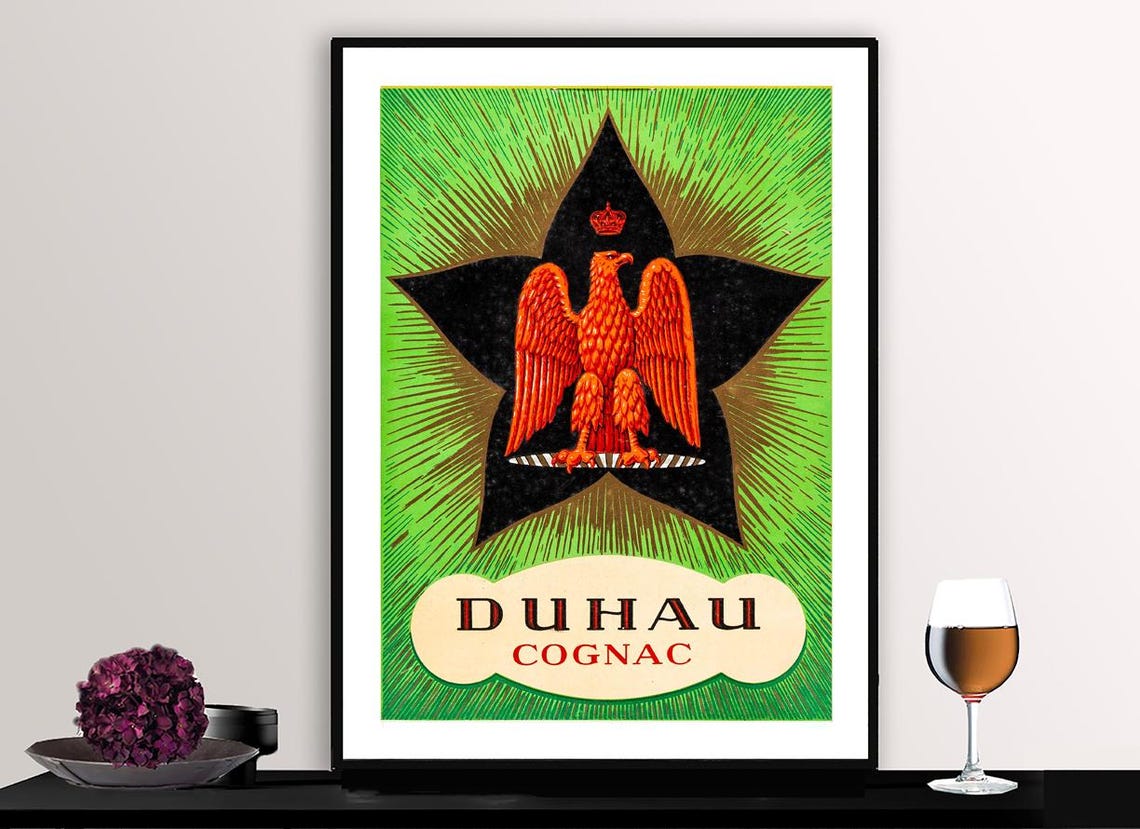 Duhau Cognac Vintage French Brandy Eagle Star Advertising Poster - Image 2