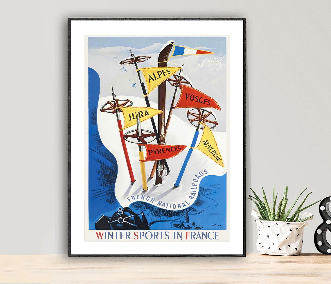 Winter Sports In France Vintage Travel Poster