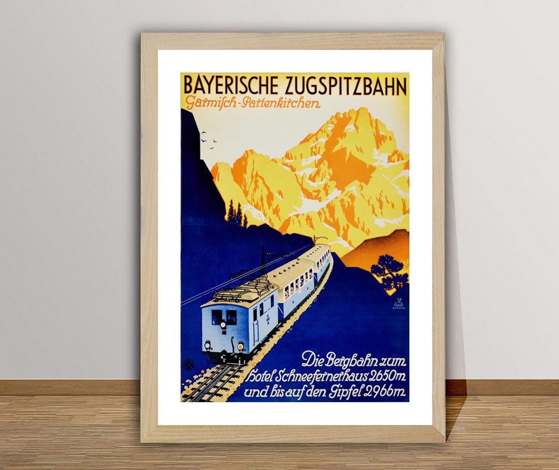 Bayerische Zugspitzbahn Garmisch Bavarian Mountain Railway Poster