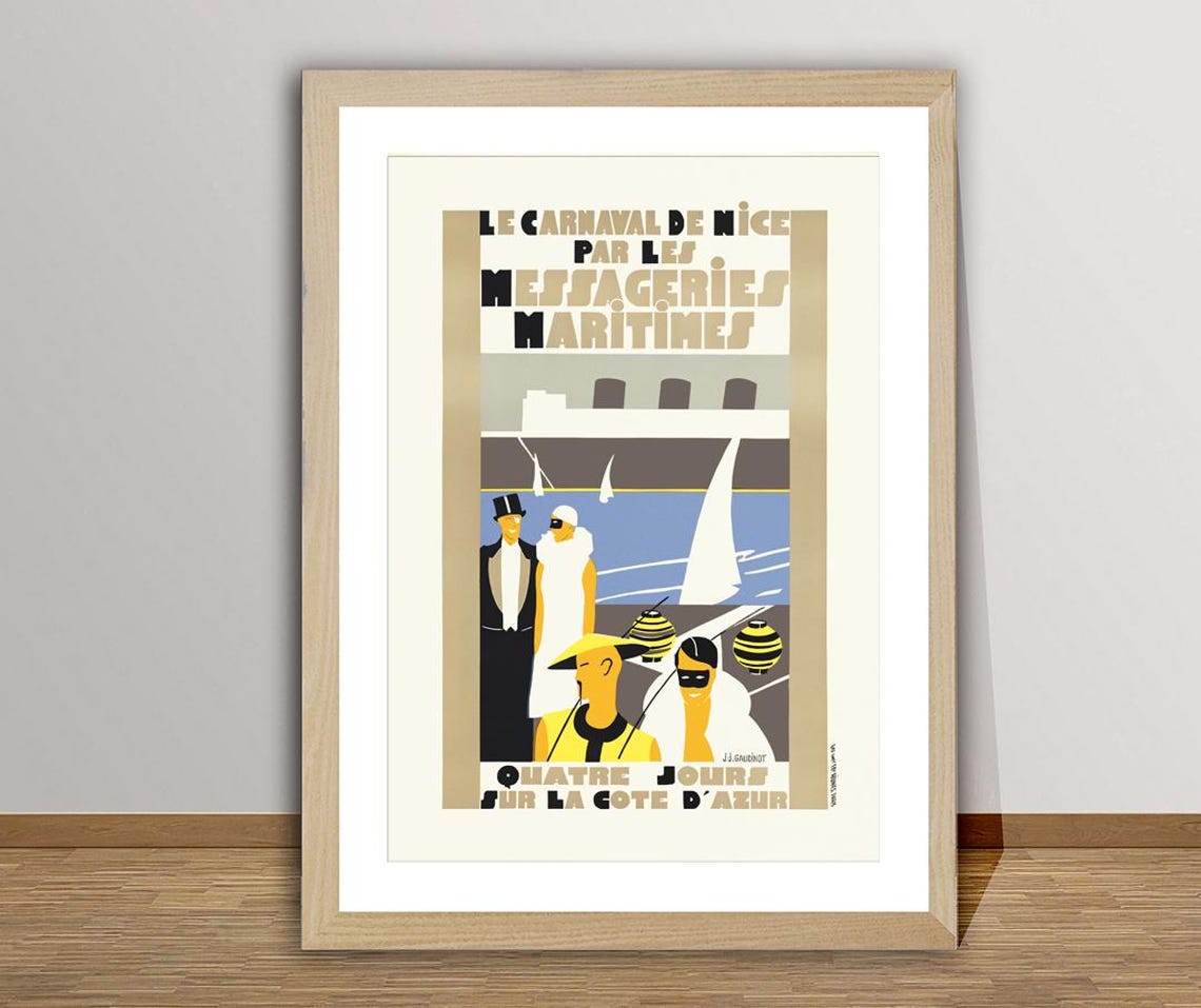 Le Carnaval de Nice Messageries Maritimes Vintage Art Deco Poster Cote - Image 2
