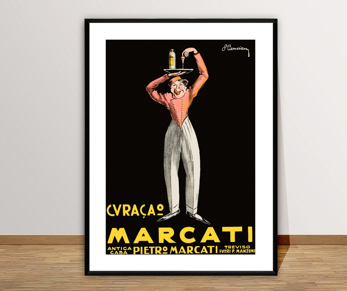 Curacao Marcati Vintage Italian Liqueur Advertisement Poster - Image 2