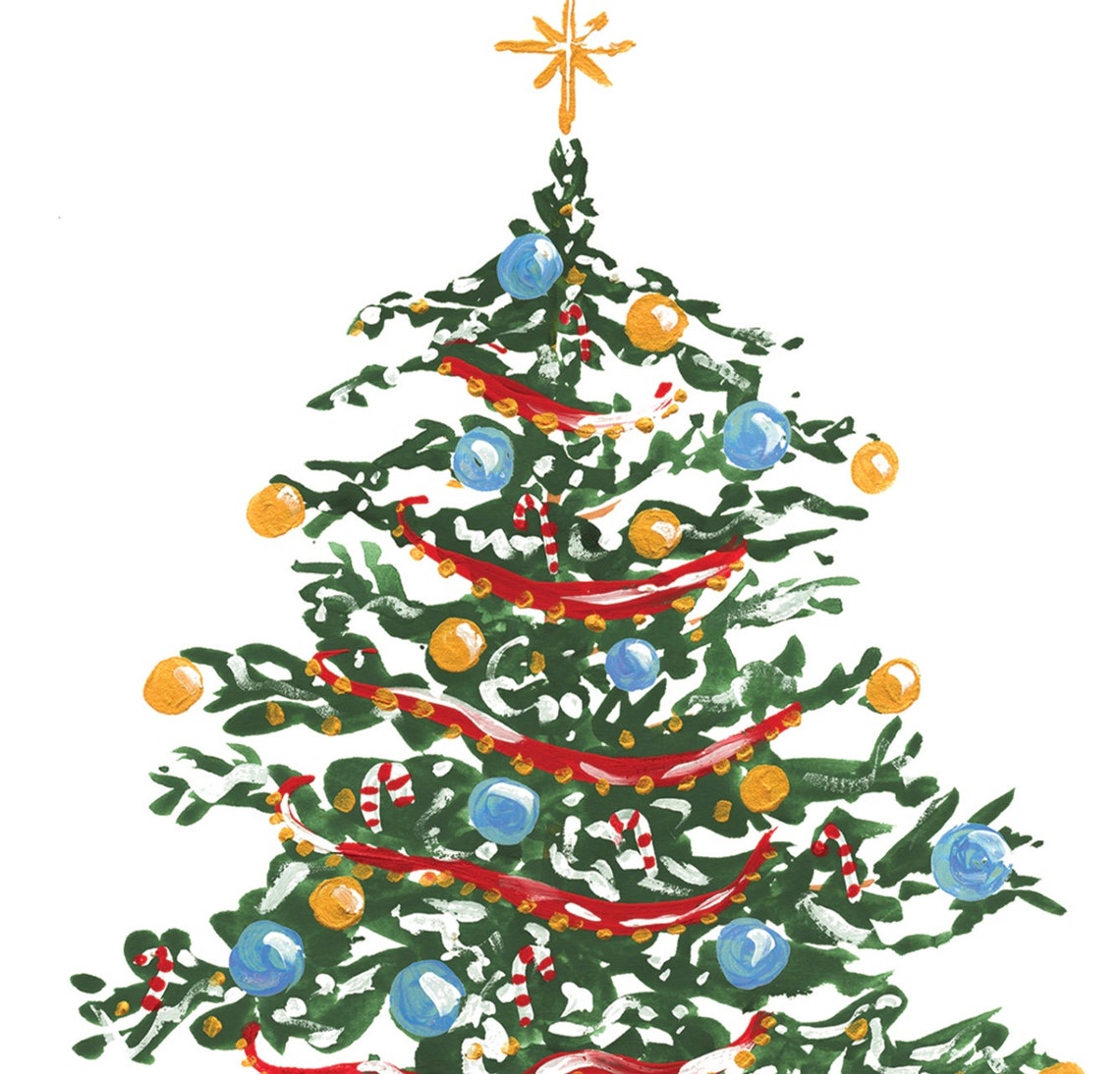Decorated Christmas Tree Merry Christmas Hand Painted Greeting Card - Image 3