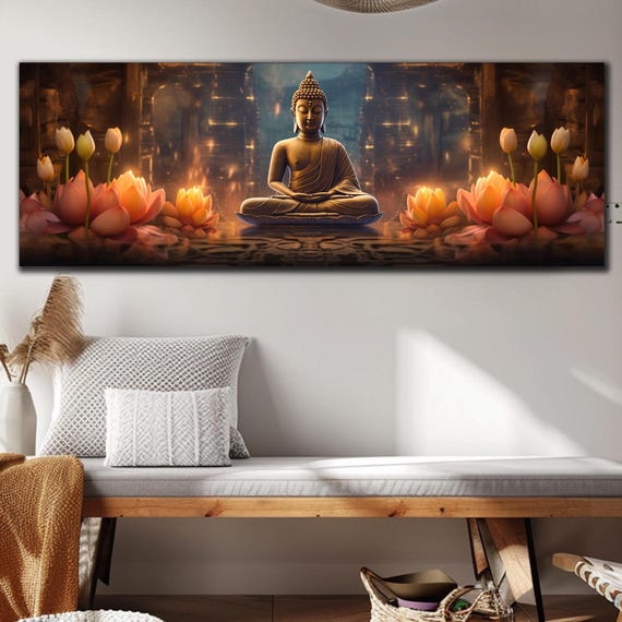 Buddha Wall Art Tempered Glass Wall Art Large Glass Wall Art Buddha Wall Decor Hindu Wall Art Panoramic Wall Art Glass Printing